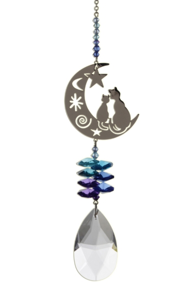 Large Crystal Fantasy Two Cats - Moonlight