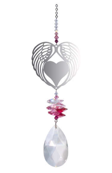 Large Crystal Fantasies Angel Wing Heart - Rose