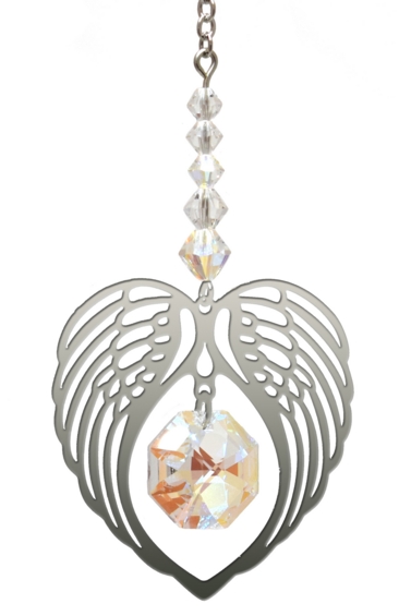 Birthstone Angel Wing Heart Aurora Borealis
