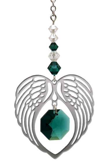 Birthstone Angel Wing Heart Emerald