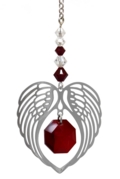 Birthstone Angel Wing Heart Garnet