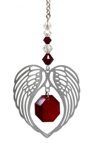 Birthstone Angel Wing Heart Garnet