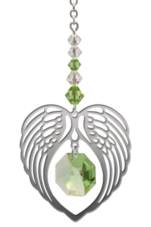 Birthstone Angel Wing Heart Peridot