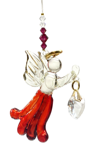 Angels in my Window Garnet Glass