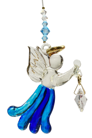 Angels in my Window Aquamarine Glass