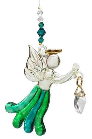 Angels in my Window Emerald Glass