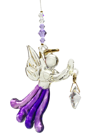 Angels in my Window Light Amethyst Glass