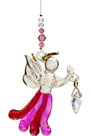 Angels in my Window Rose Glass