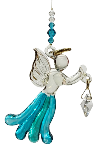 Angels in my Window Blue Zircon Glass