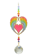 Crystal Dreams Angel Wing Heart - Rainbow