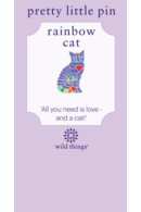 Sitting Cat Heart Pin Rainbow