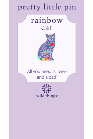 Sitting Cat Heart Pin Rainbow