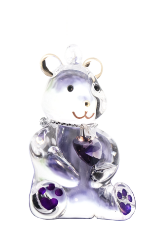 Fantasy Glass Happy Little Bear - Amethyst