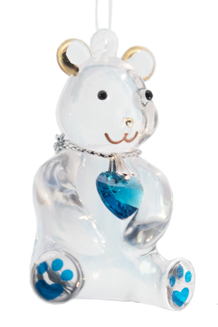 Fantasy Glass Happy Little Bear - Blue Zircon