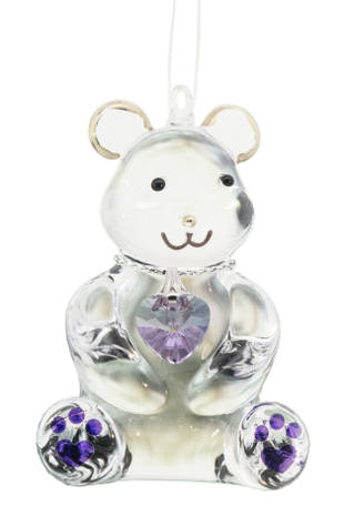 Fantasy Glass Happy Little Bear - Light Amethyst