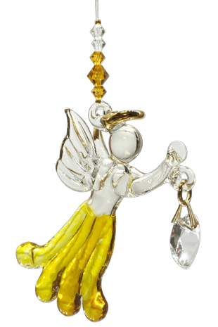 Angels in my Window Topaz Glass