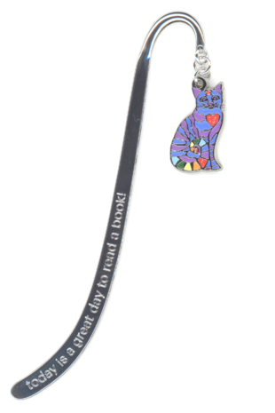 Bookmark - Sitting Cat, Heart Rainbow