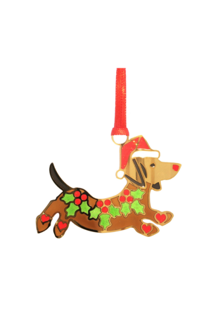 Xmas Ornament - Dachshund Holly