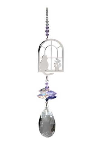 Crystal Fantasy Cat in Window - Purple