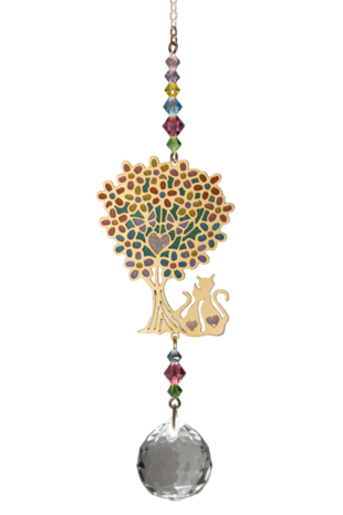 Crystal Dreams Cat Under Tree Multi-coloured