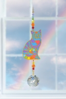 Sitting Cat Heart - Rainbow