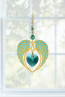 Gold Angel Wing Heart - Blue Zircon