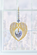 Gold Angel Wing Heart - Light Amethyst