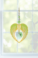 Gold Angel Wing Heart - Peridot