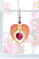Gold Angel Wing Heart - Ruby