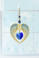 Gold Angel Wing Heart - Sapphire
