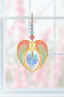 Carded Angel Wing Heart - Aurora Borealis