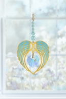 Carded Angel Wing Heart - Aquamarine