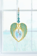 Carded Angel Wing Heart - Blue Zircon