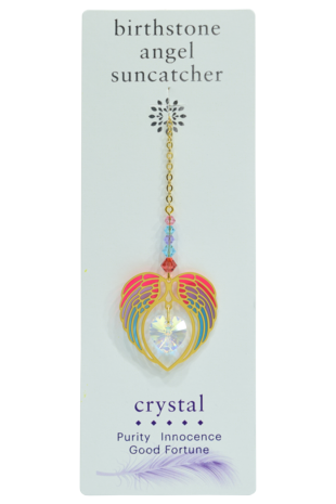 Carded Angel Wing Heart - Aurora Borealis