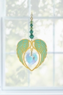 Carded Angel Wing Heart - Emerald