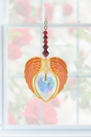 Carded Angel Wing Heart - Garnet