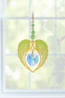 Carded Angel Wing Heart - Peridot