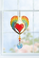 Carded Crystal Dreams Angel Wing Heart - Rainbow