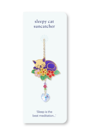 Carded Crystal Dreams Cat on Leaf - Multicolour