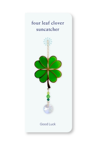 Carded Crystal Dreams Four Leaf Clover Green