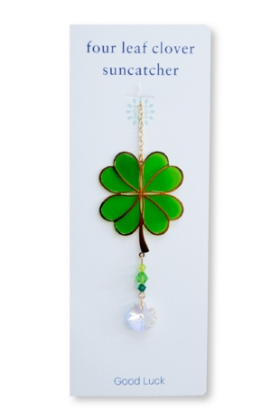 Carded Crystal Dreams Four Leaf Clover Green