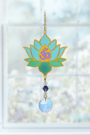 Carded Crystal Dreams Lotus with Om - Aurora