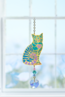 Carded Crystal Dreams Sitting Cat Heart - Aurora