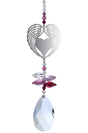 Crystal Fantasy Angel Wing Heart - Deep Rose