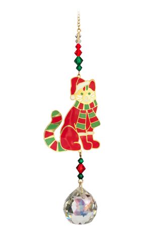 Crystal Dreams Cat with Hat - Red Green