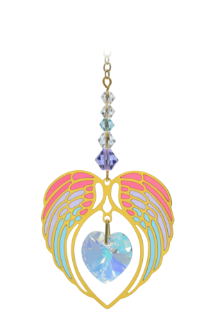 Gold Angel Wing Heart - Aurora Borealis