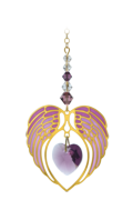 Gold Angel Wing Heart - Amethyst