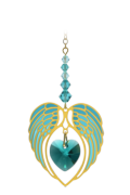 Gold Angel Wing Heart - Blue Zircon