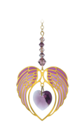 Gold Angel Wing Heart - Amethyst