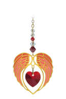 Gold Angel Wing Heart - Garnet